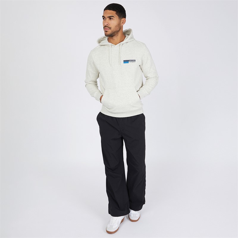 JACK & JONES Mens Corp Logo Hoodie White Melange