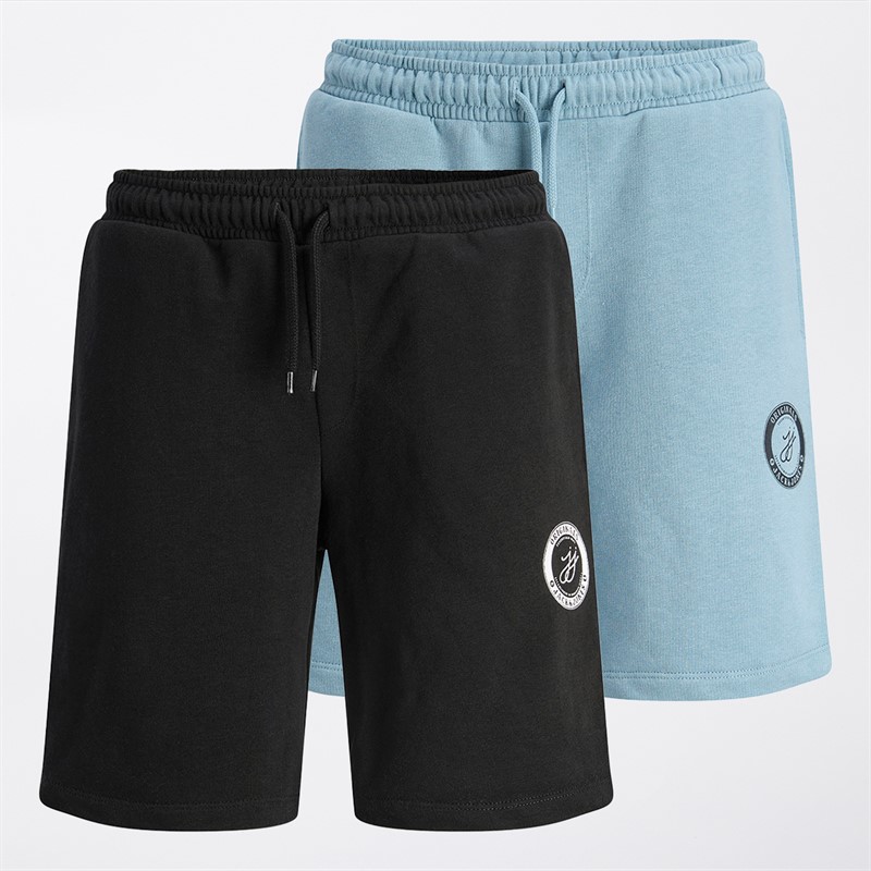 JACK & JONES Boys Two Pack Theo Sweat Shorts Black - Size 140