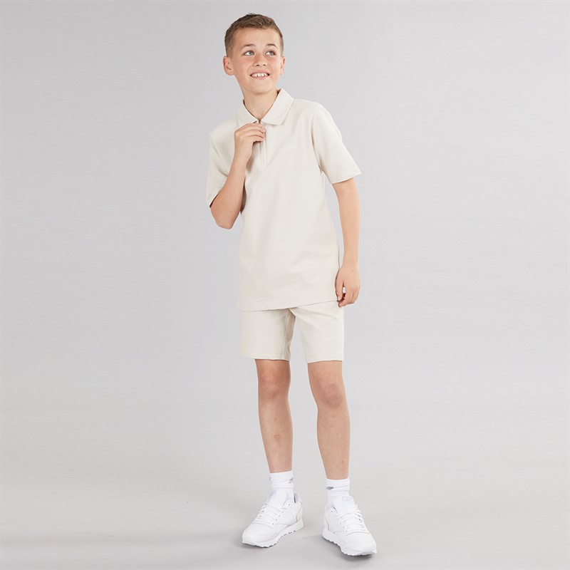 JACK & JONES Drenge Basis Lynlås Polo Og Shorts Sæt Moonbeam