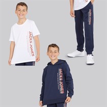 JACK & JONES Drenge Struktur Tre Pak Hættetrøje T-Shirt Og Joggingbukser Sæt Marineblå Blazer