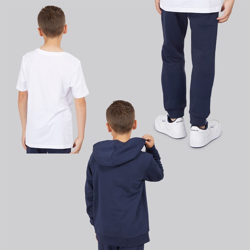 JACK & JONES Boys Structure Three Pack Hoodie T-Shirt And Joggers Co-Ord Set Navy Blazer