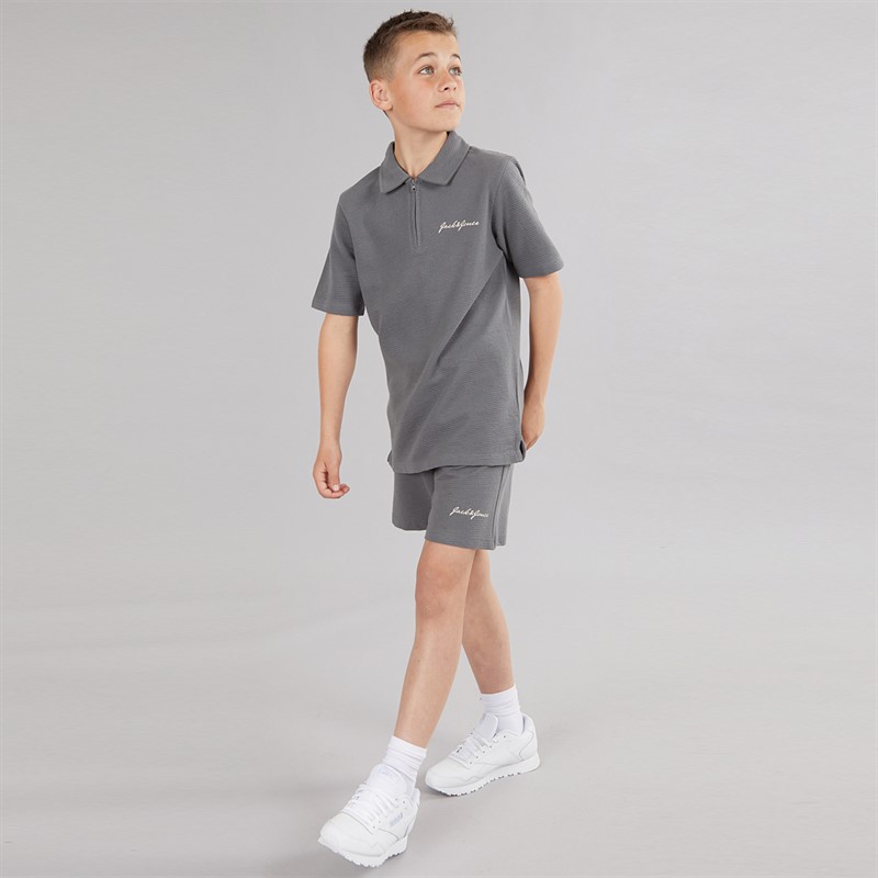 JACK & JONES Drenge Basis Lynlås Polo Og Shorts Sæt Castlerock