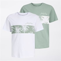 JACK & JONES Boys Two Pack Floral T-Shirts White