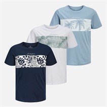 JACK & JONES Boys Three Pack T-Shirts Navy Blazer