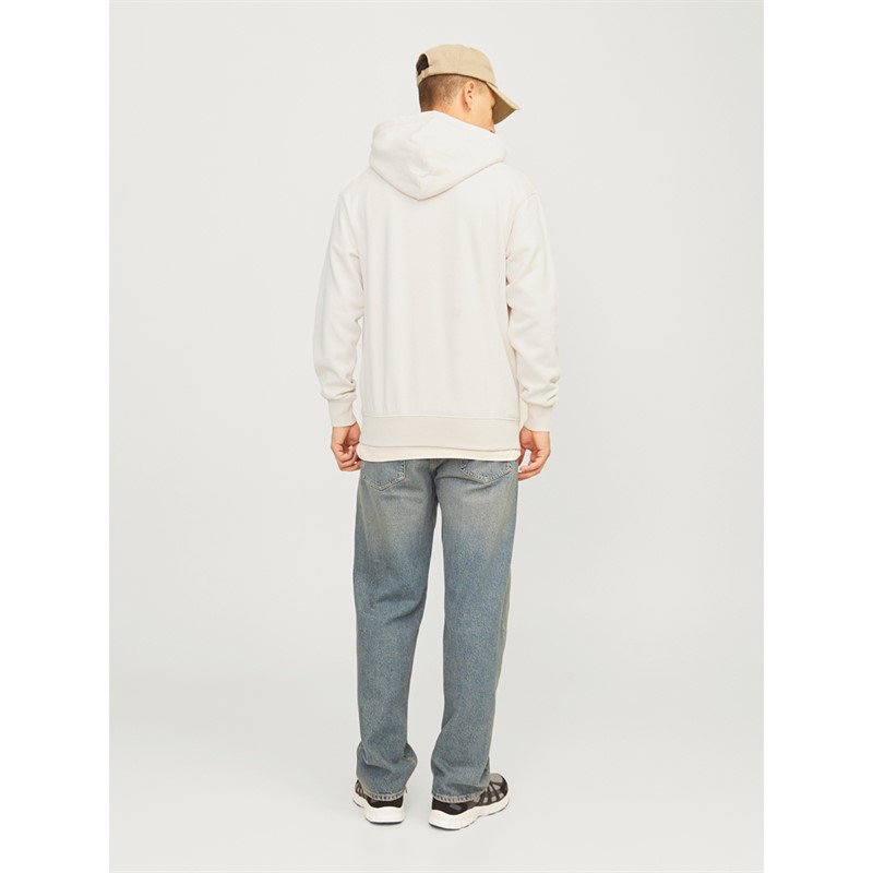 JACK & JONES Mens Bronx Arch Hoodie Antique White