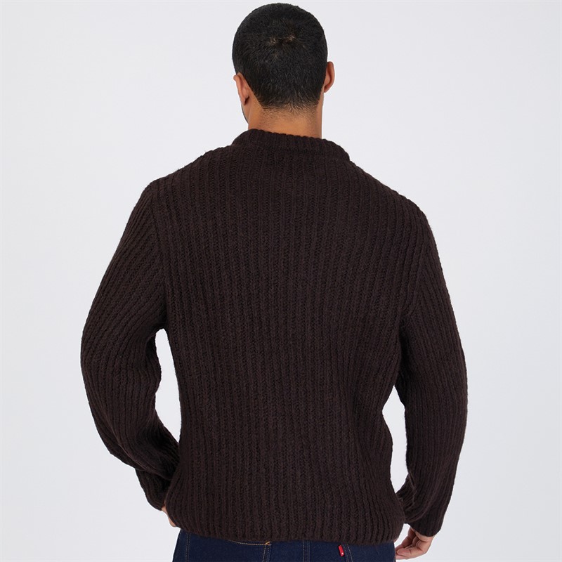 JACK & JONES Mens Winter Crew Neck Jumper Chocolate Torte