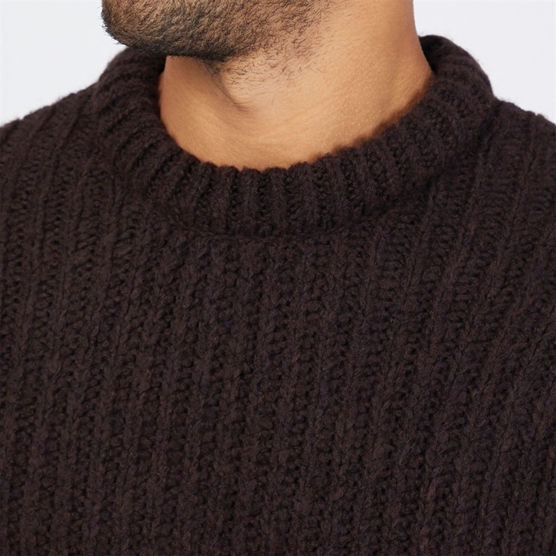 JACK & JONES Mens Winter Crew Neck Jumper Chocolate Torte