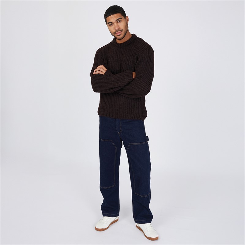 JACK & JONES Mens Winter Crew Neck Jumper Chocolate Torte