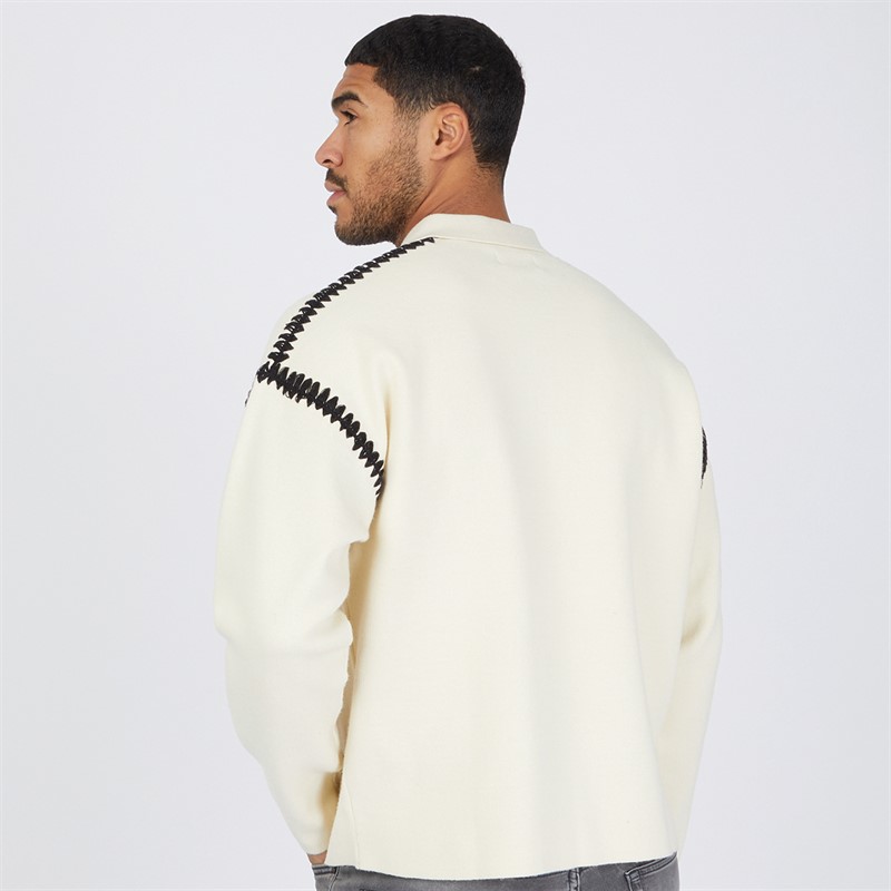 JACK & JONES Mens Austin Knitted Polo Sea Salt