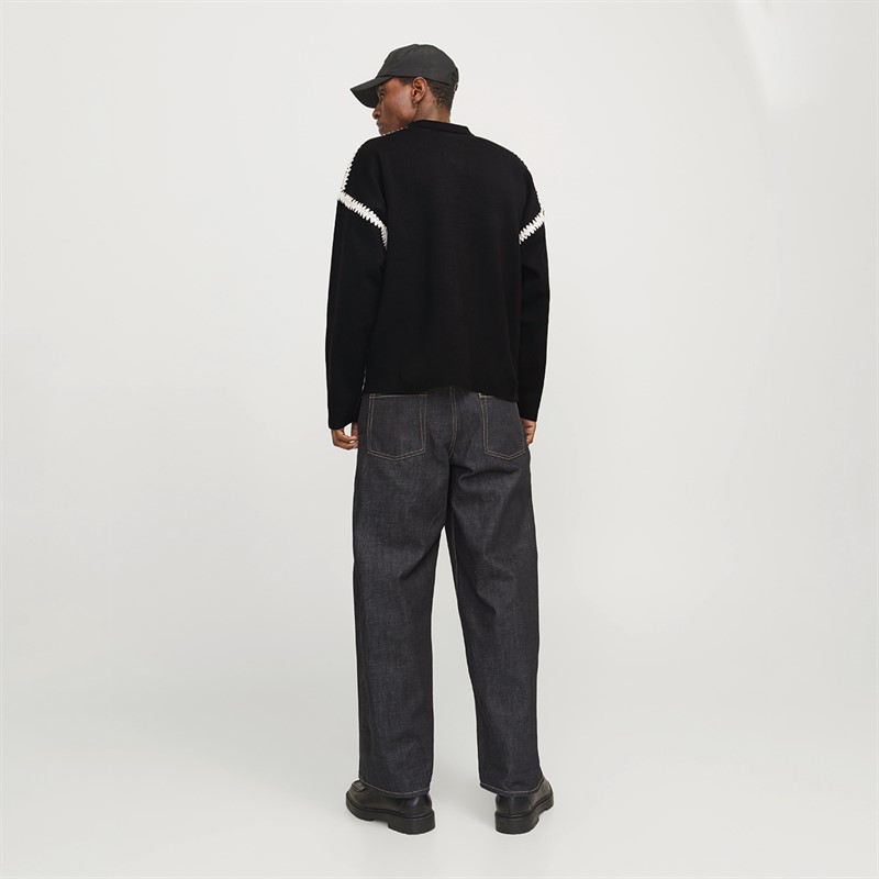 JACK & JONES Mens Austin Knitted Polo Black