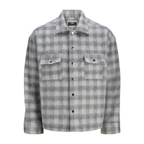 JACK AND JONES Mens Reflex Hairy Overshirt Gray Flannel