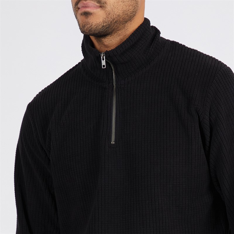 JACK & JONES Mens Winter Waffle Fleece Black