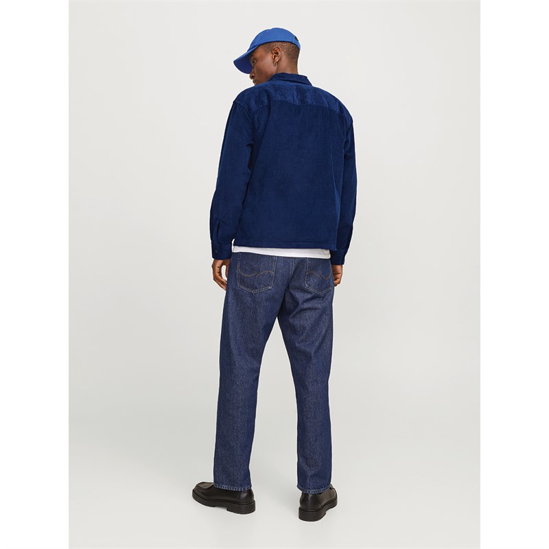 JACK & JONES Mens Winter Waffle Cord Shirt Ocean Cavern