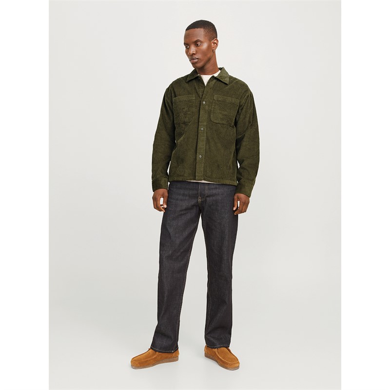 JACK & JONES Mens Winter Waffle Cord Shirt Sea Turtle