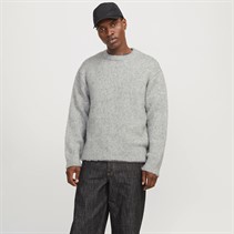 JACK & JONES Mens Reflex Fuzzy Jumper Light Grey Melange