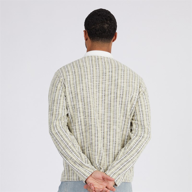 JACK & JONES Mens Winter Stripe Polo Antique White