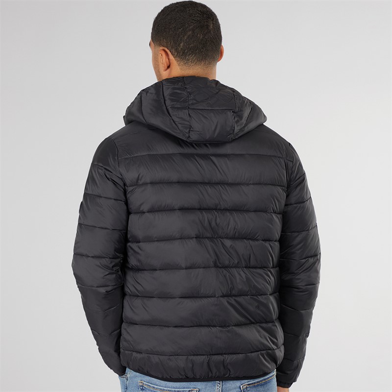 JACK & JONES Mens Wilson Hooded Puffer Jacket Black