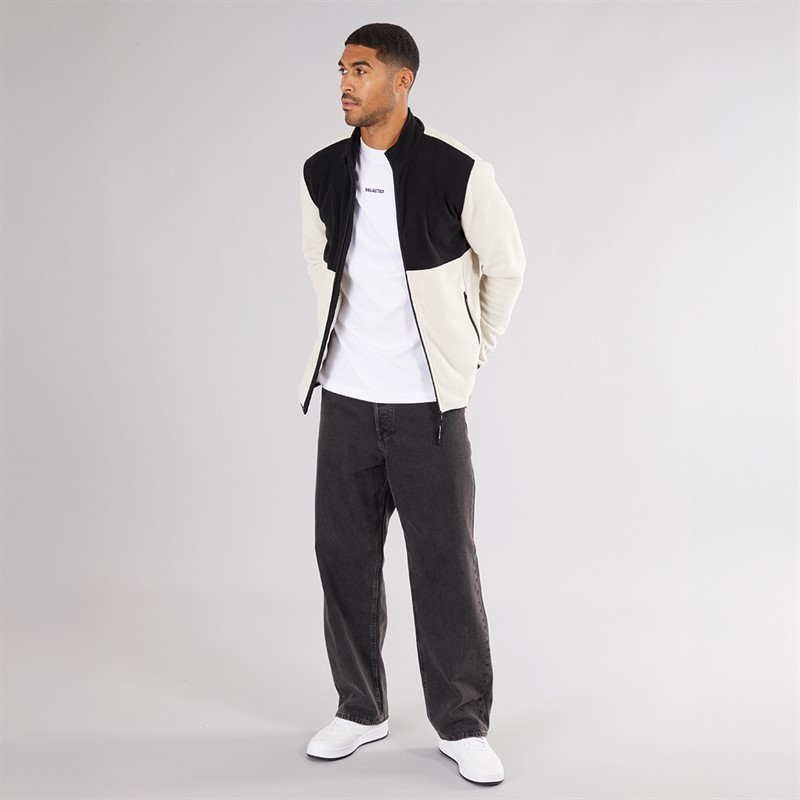 JACK & JONES Mens Flame Full Zip Fleece Moonbeam