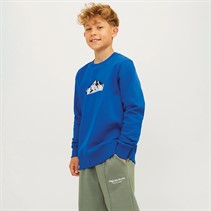 JACK & JONES Sweatshirt mit Berg-Logo Junge Lapislazuli Blau