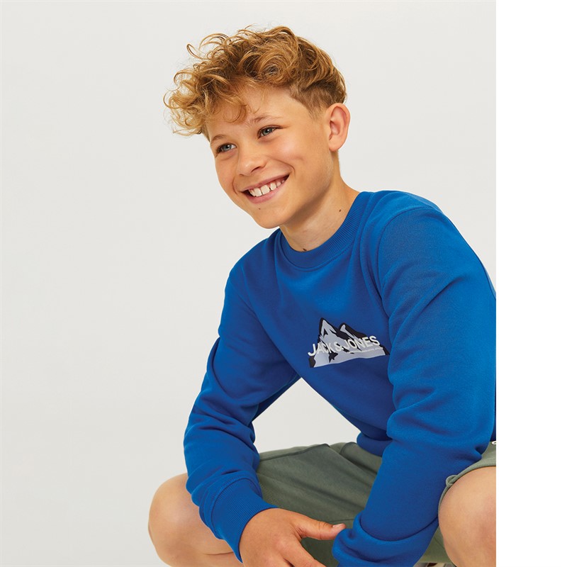 JACK & JONES Bluza z z logo góry dla chłopca kolor lapis lazuli