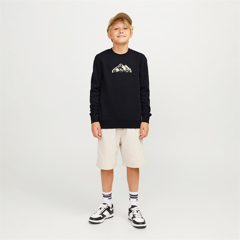 JACK & JONES Sweatshirt med bjerglogo sort til drenge