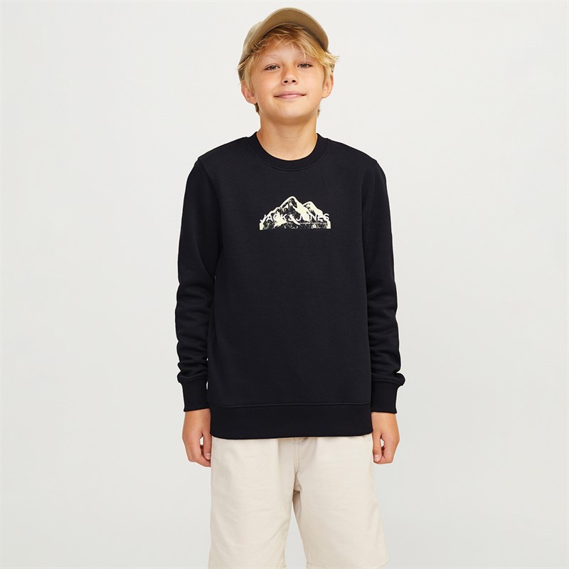 JACK & JONES Sweatshirt med bjerglogo sort til drenge