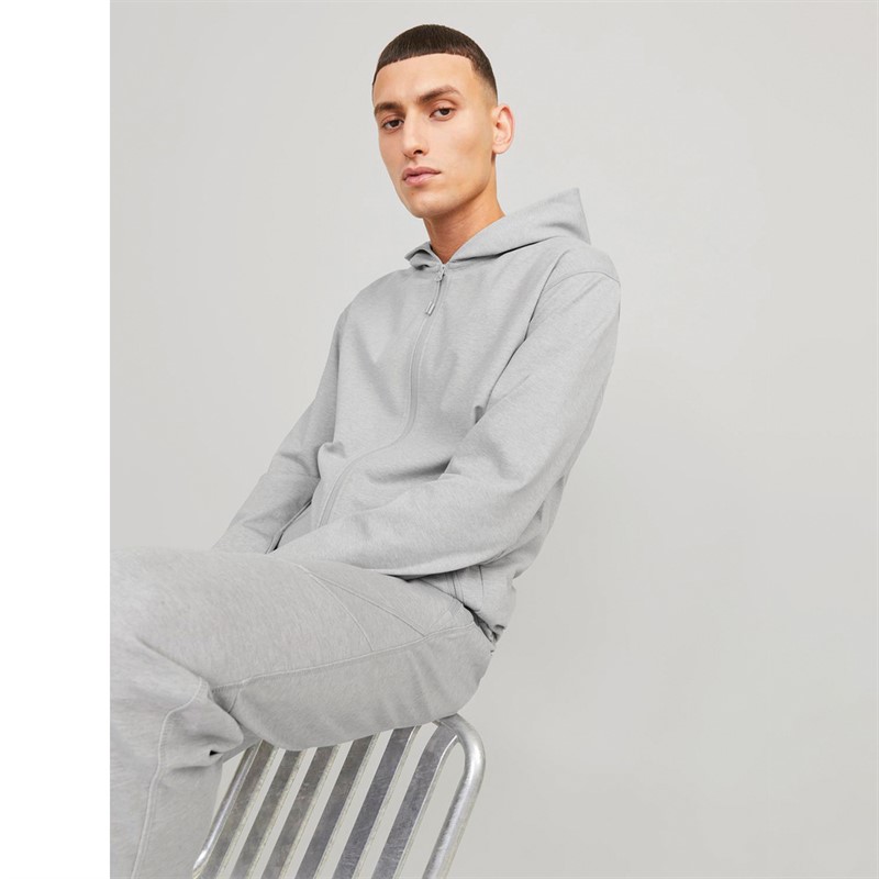 JACK & JONES Mens Cloud Hoodie Light Grey Melange