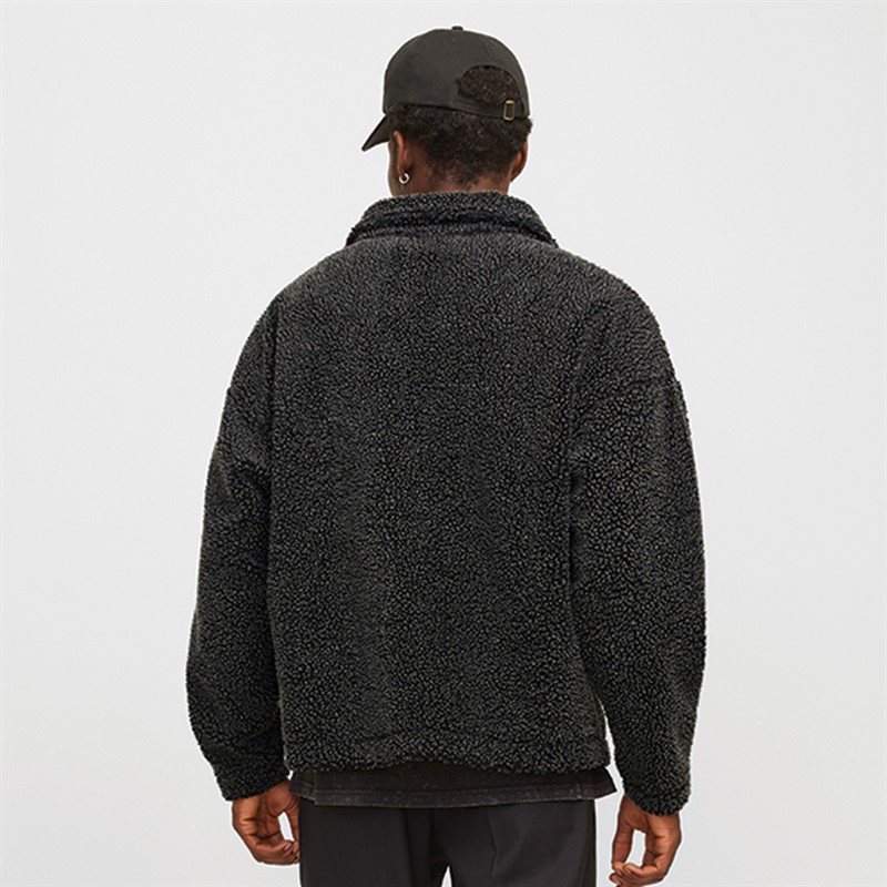 JACK & JONES Mens Roxbury Teddy Sweatshirt Black
