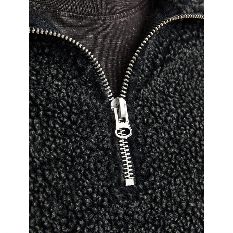 JACK & JONES Mens Roxbury Teddy Sweatshirt Black