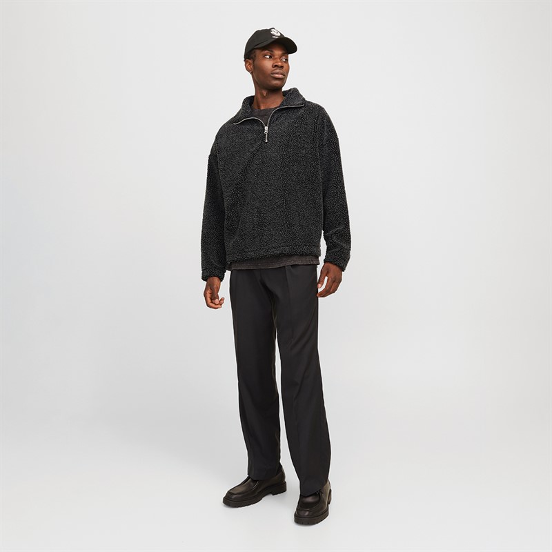 JACK & JONES Mens Roxbury Teddy Sweatshirt Black