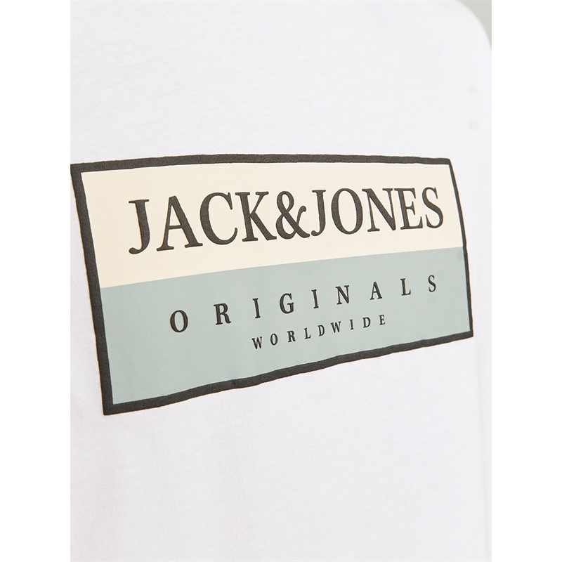 JACK & JONES Mens Frederiksberg Box T-Shirt Bright White
