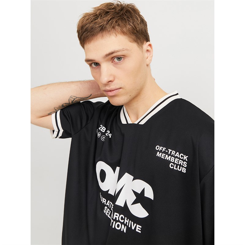 JACK & JONES Mens Reflex Football Jersey Black