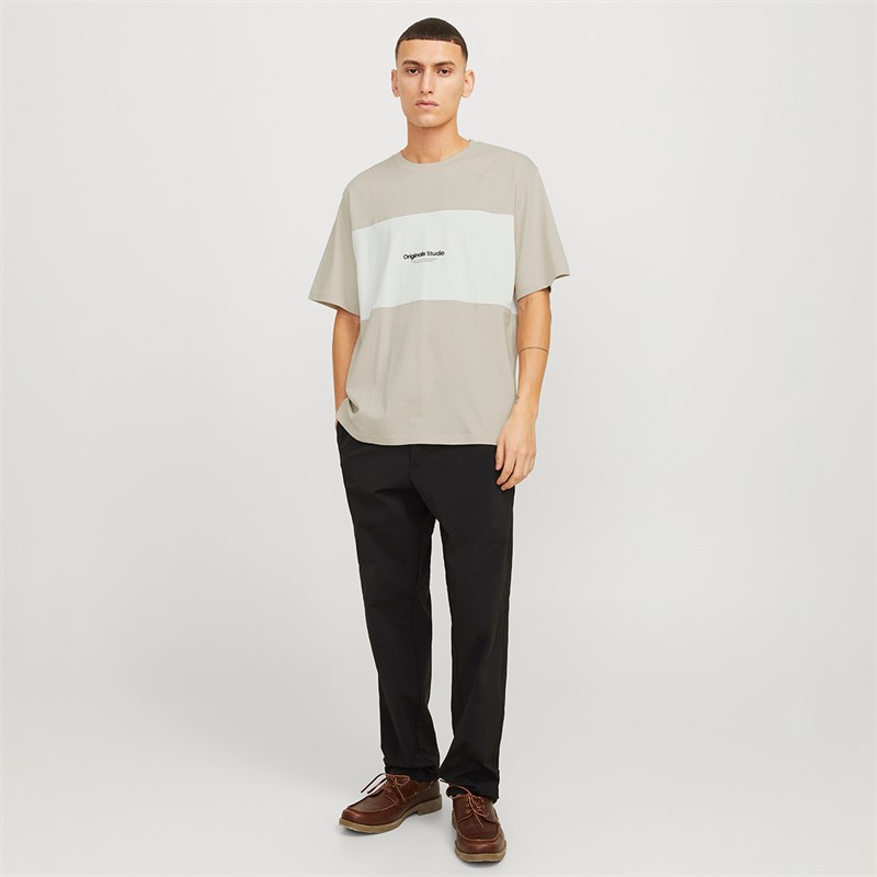 JACK & JONES Mens Vesterbro Block T-Shirt Moonbeam