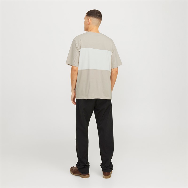 JACK & JONES Mens Vesterbro Block T-Shirt Moonbeam