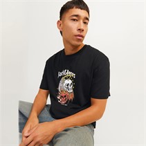 JACK & JONES Mens Seven Skull T-Shirt Black