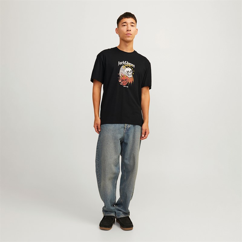 JACK & JONES Mens Seven Skull T-Shirt Black