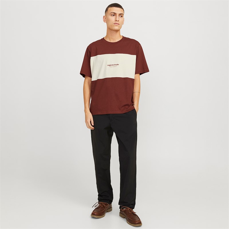 JACK & JONES Mens Vesterbro Block T-Shirt Brandy Brown