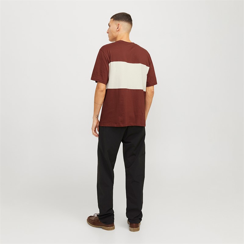 JACK & JONES Mens Vesterbro Block T-Shirt Brandy Brown