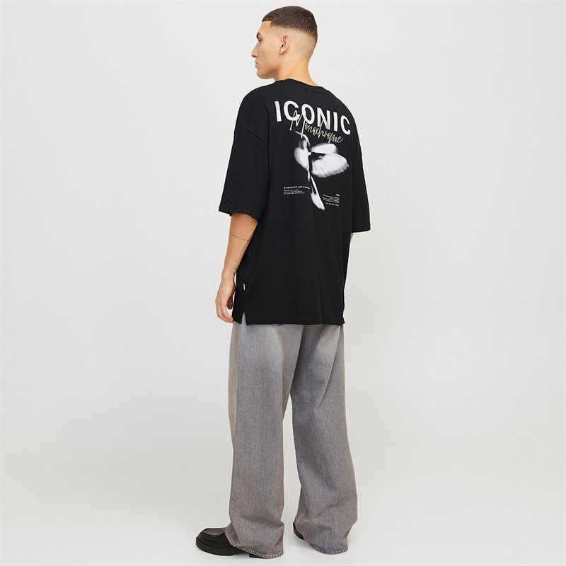 JACK & JONES Mens Charge Graphic T-Shirt Black