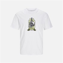 JACK AND JONES Mens Seven Skull T-Shirt Bright White
