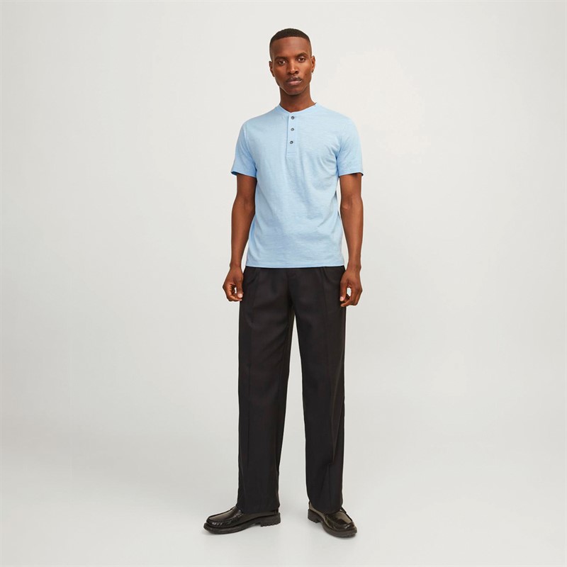 JACK & JONES Mens Blunixs Henley T-Shirt Cerulean