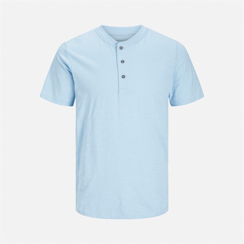 JACK & JONES Mens Blunixs Henley T-Shirt Cerulean