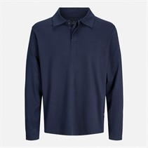 JACK AND JONES Mens Blachad Long Sleeve Polo Night Sky