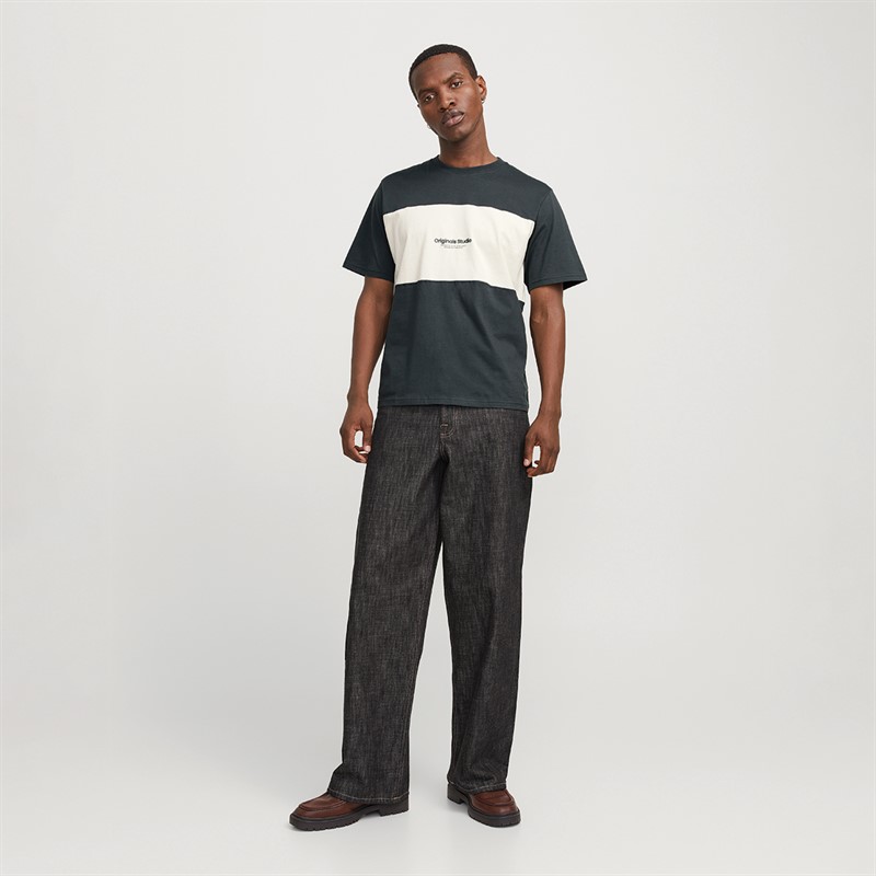JACK & JONES Mens Vesterbro Block T-Shirt Forest River