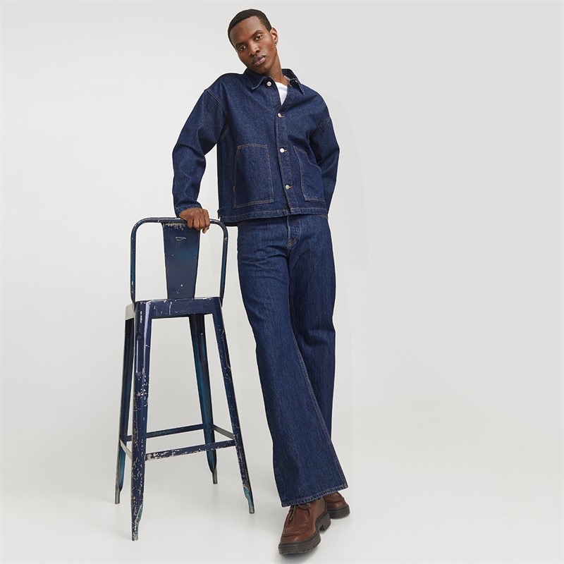 JACK & JONES Mens Toby Cooper AM 668 High Rise Flared Jeans Blue Denim