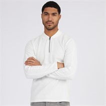 JACK & JONES Mens Blutyrell Long Sleeve Henley Zip Polo Cloud Dancer