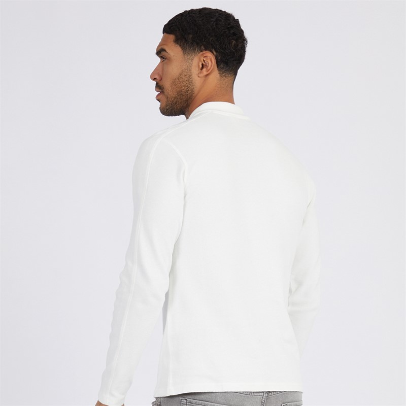 JACK & JONES Mens Blutyrell Long Sleeve Henley Zip Polo Cloud Dancer
