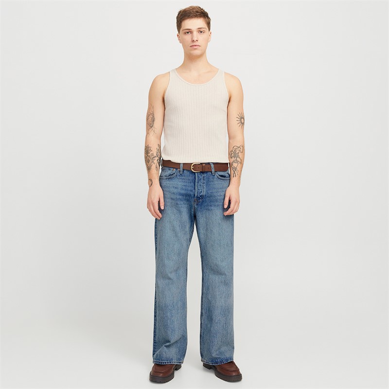 JACK AND JONES Mens Toby Cooper AM 768 High Rise Flared Jeans Blue Denim