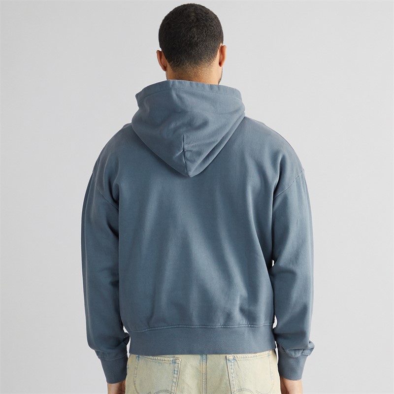 JACK & JONES Mens Reflex Washed Hoodie Orion Blue