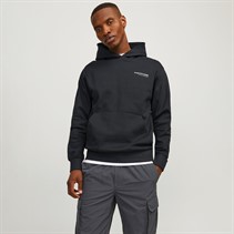 JACK & JONES Mens Aero Print Hoodie Black